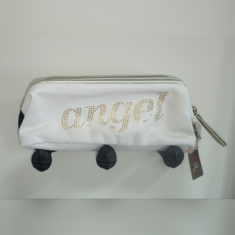 Victoria's Secret Cosmetic Angel Make Up Bag Gold Rhinestone NWT Complete Set